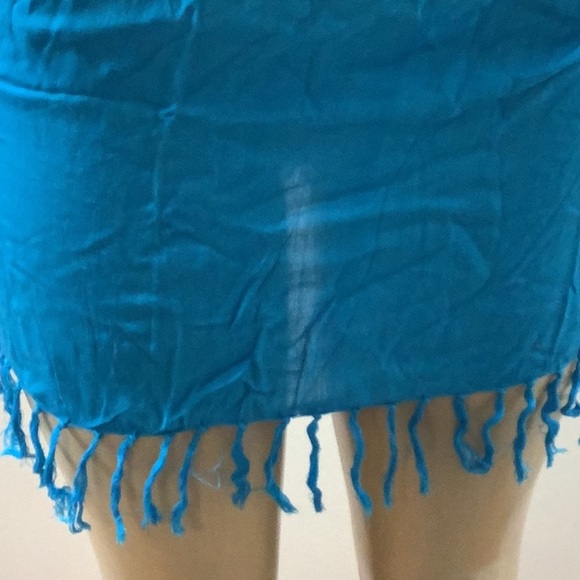 Zuliana Size Small Dark Teal 100% Rayon Sarong with Fringes. Made in USA. - Picture 2 of 4